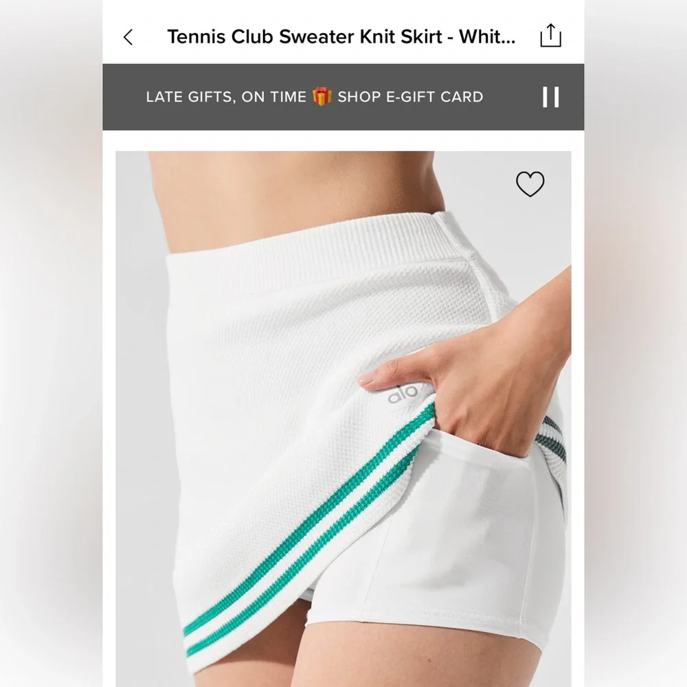 ALO Yoga White Mini Skirt with Green Accents
